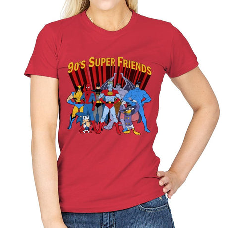 90's Super Friends - Anytime - Womens T-Shirts RIPT Apparel Small / Red