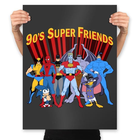 90's Super Friends - Prints Posters RIPT Apparel 18x24 / Charcoal