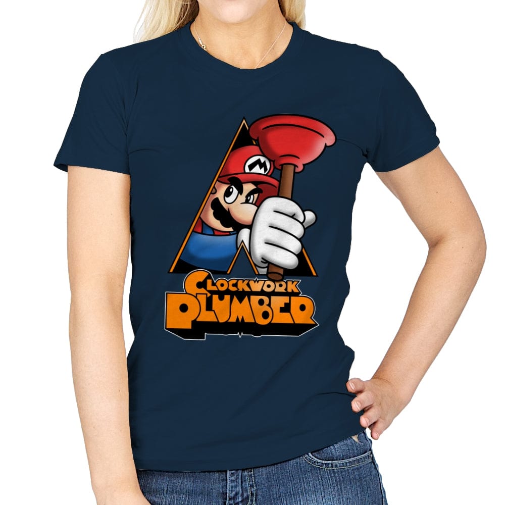 A Clockwork Plumber - Womens T-Shirts RIPT Apparel Small / Navy