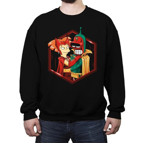 A Futuristic Couple - Crew Neck Sweatshirt Crew Neck Sweatshirt RIPT Apparel Small / Black