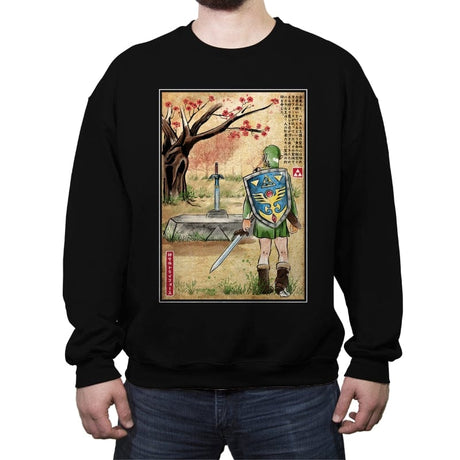 A Link to the Past Woodblock - Crew Neck Sweatshirt Crew Neck Sweatshirt RIPT Apparel Small / Black