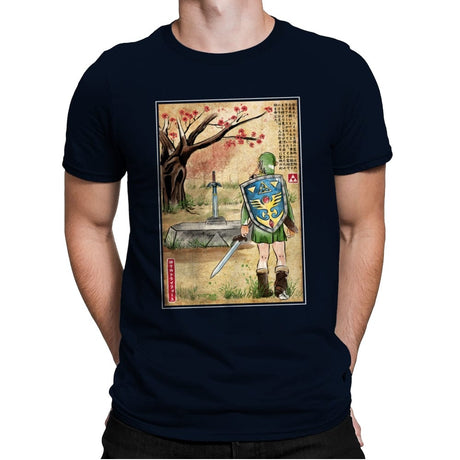 A Link to the Past Woodblock - Mens Premium T-Shirts RIPT Apparel Small / Midnight Navy