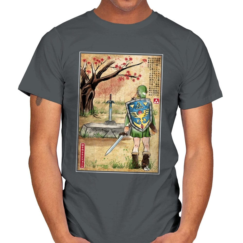 A Link to the Past Woodblock - Mens T-Shirts RIPT Apparel Small / Charcoal