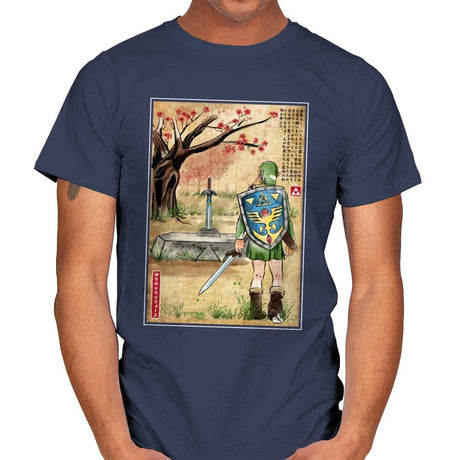 A Link to the Past Woodblock - Mens T-Shirts RIPT Apparel Small / Navy