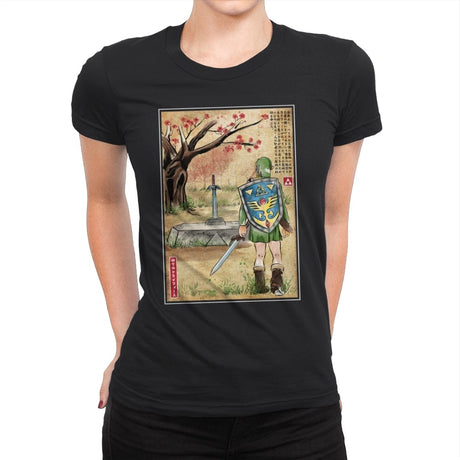 A Link to the Past Woodblock - Womens Premium T-Shirts RIPT Apparel Small / Black