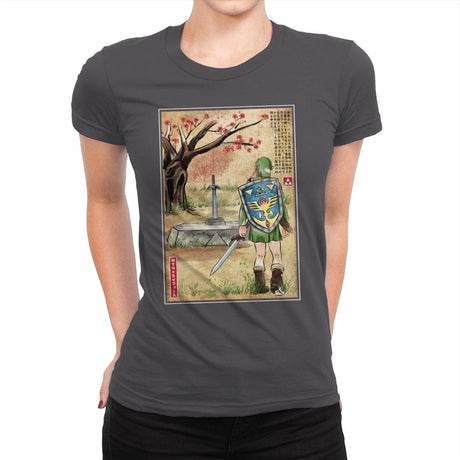 A Link to the Past Woodblock - Womens Premium T-Shirts RIPT Apparel Small / Heavy Metal