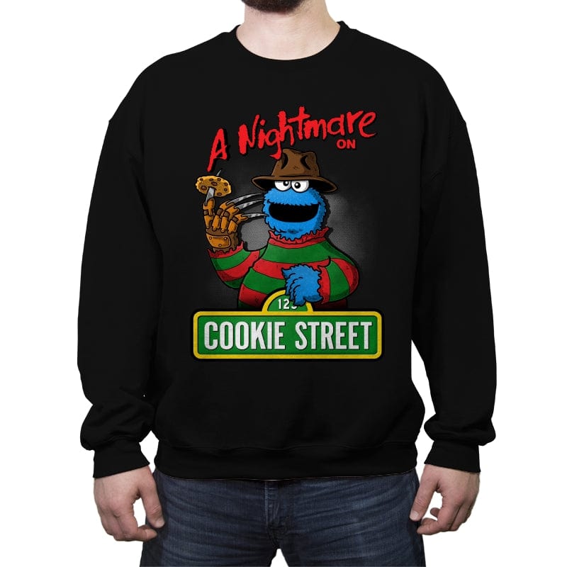 A Nightmare On Cookie Street - Crew Neck Sweatshirt Crew Neck Sweatshirt RIPT Apparel Small / Black