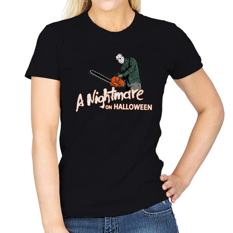 A Nightmare on Halloween - Anytime Design - Womens T-Shirts RIPT Apparel Small / Black
