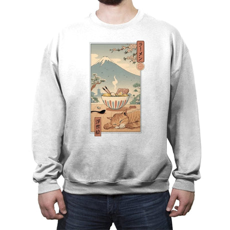 A Perfect Ramen Weather - Crew Neck Sweatshirt Crew Neck Sweatshirt RIPT Apparel Small / White