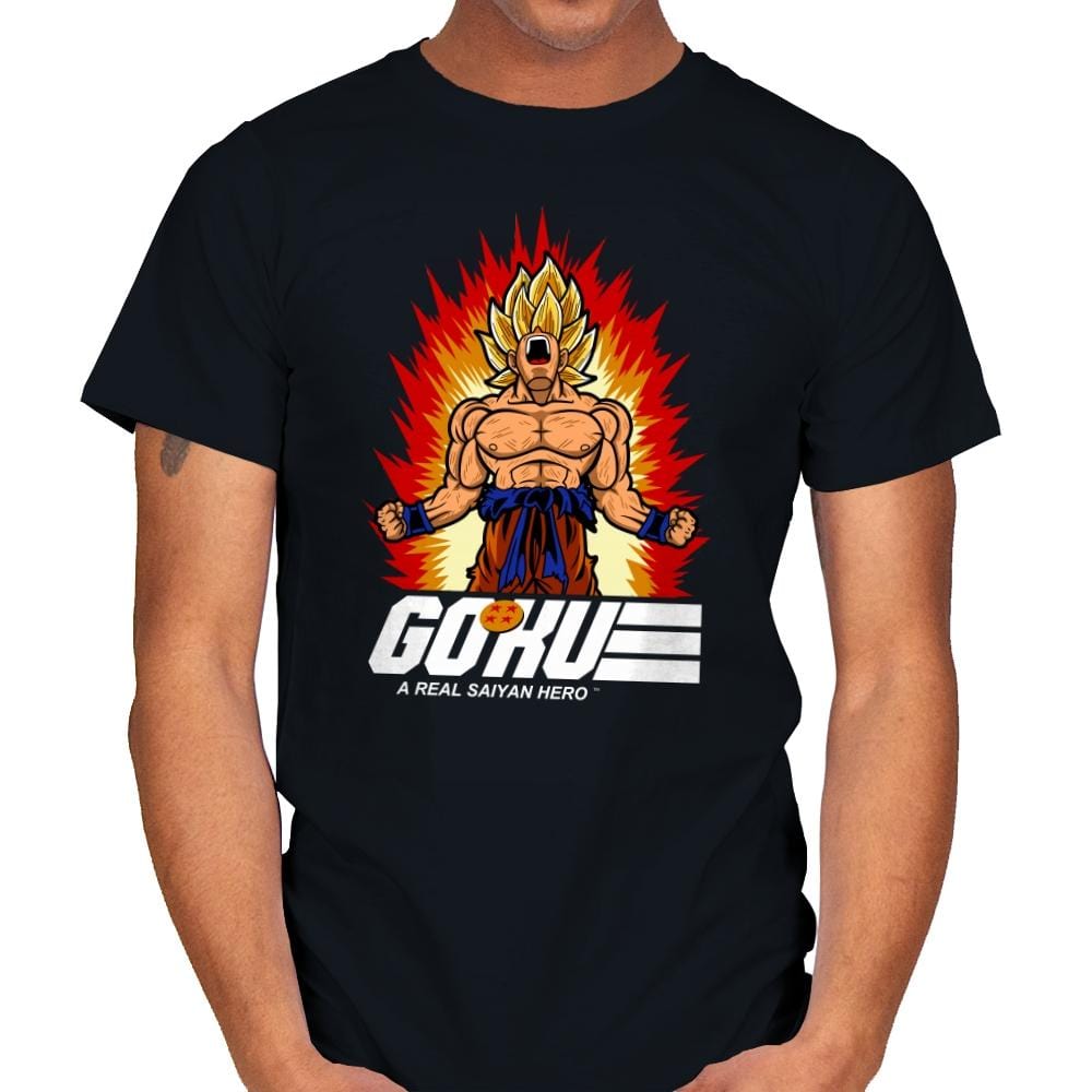 A Real Saiyan Hero - Mens T-Shirts RIPT Apparel Small / Black