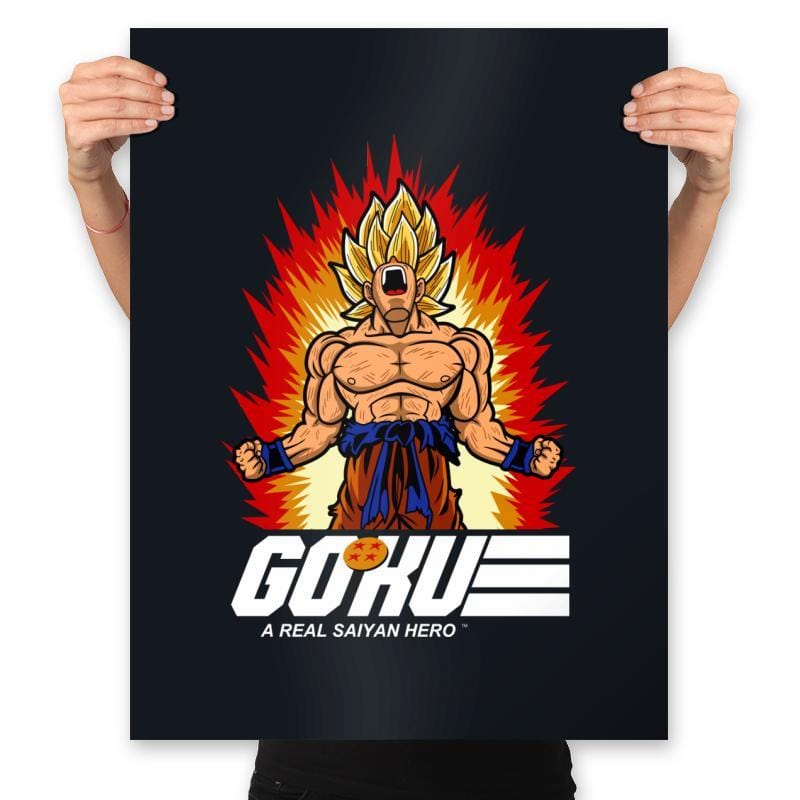 A Real Saiyan Hero - Prints Posters RIPT Apparel 18x24 / Black