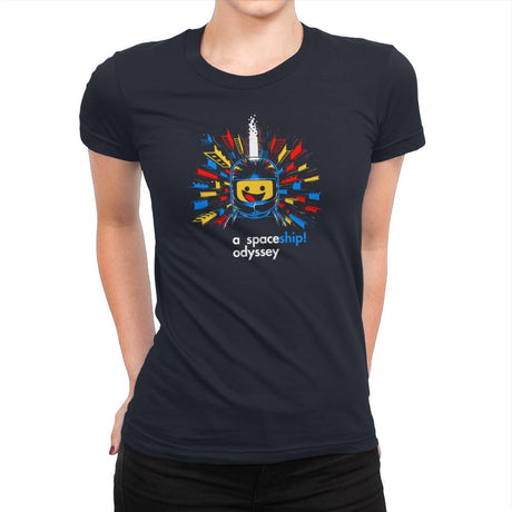 A Spaceship Odyssey Exclusive - Womens Premium T-Shirts RIPT Apparel Small / Midnight Navy