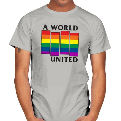 A World United Exclusive - Pride - Mens T-Shirts RIPT Apparel Small / Ice Grey