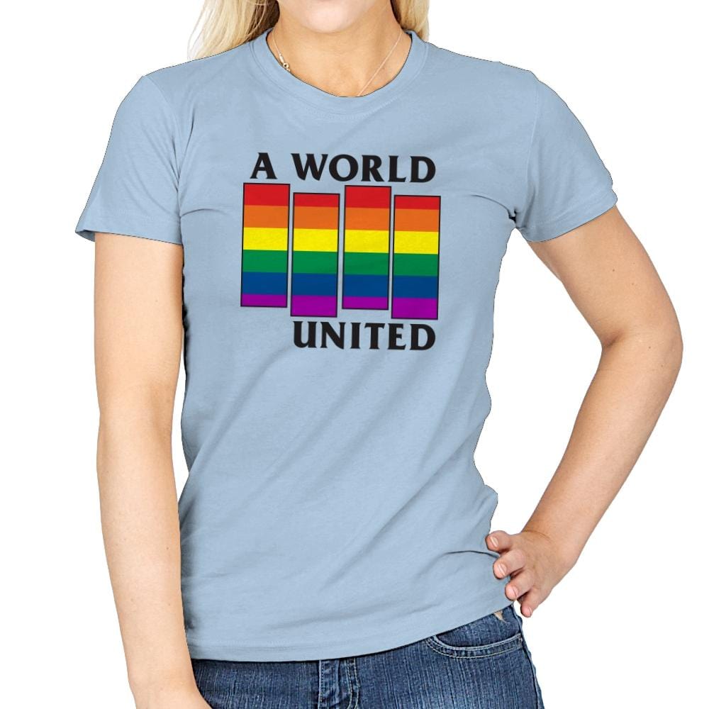 A World United Exclusive - Pride - Womens T-Shirts RIPT Apparel Small / Light Blue