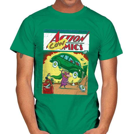 Action Cowmics - Mens T-Shirts RIPT Apparel Small / Kelly Green
