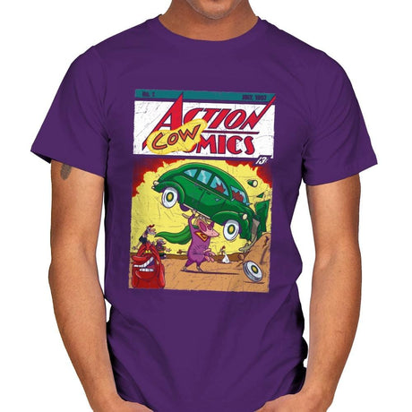Action Cowmics - Mens T-Shirts RIPT Apparel Small / Purple