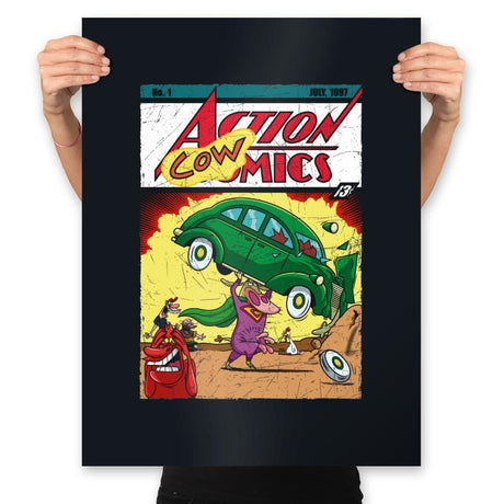 Action Cowmics - Prints Posters RIPT Apparel 18x24 / Black