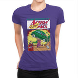 Action Cowmics - Womens Premium T-Shirts RIPT Apparel Small / Purple Rush