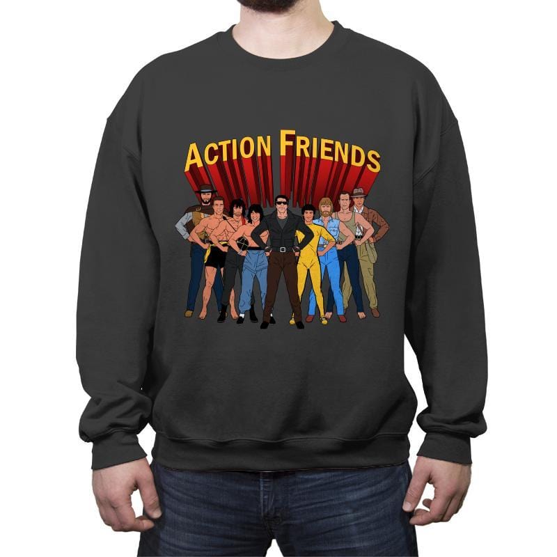Action Friends - Crew Neck Sweatshirt Crew Neck Sweatshirt RIPT Apparel