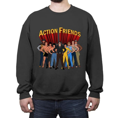 Action Friends - Crew Neck Sweatshirt Crew Neck Sweatshirt RIPT Apparel Small / Charcoal
