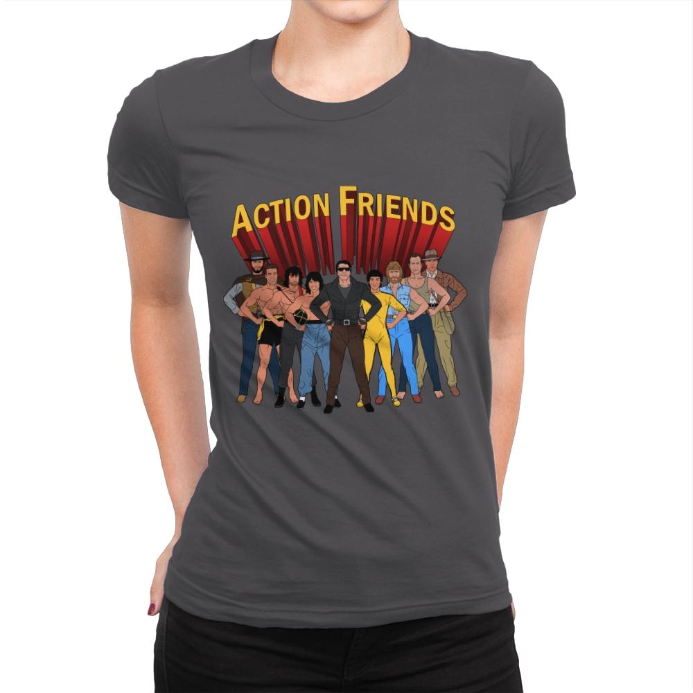 Action Friends - Womens Premium T-Shirts RIPT Apparel Small / Heavy Metal