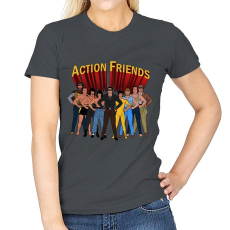 Action Friends - Womens T-Shirts RIPT Apparel Small / Charcoal