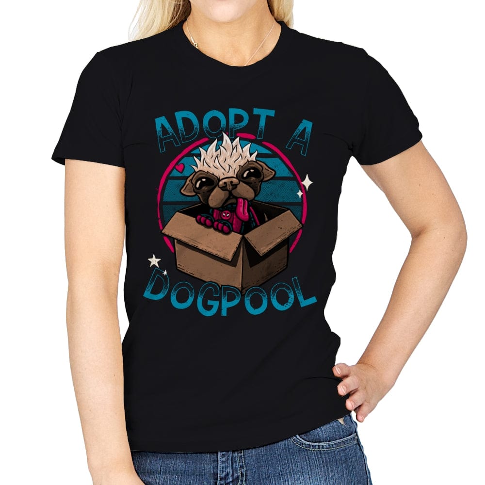 Adopt a Dogpool - Womens T-Shirts RIPT Apparel Small / Black
