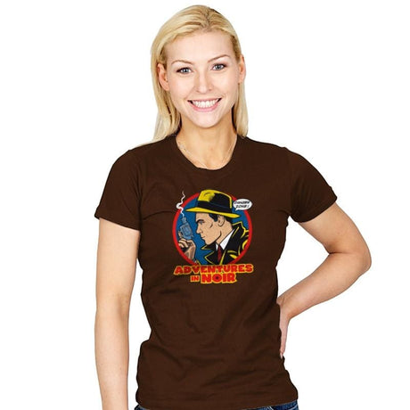 Adventures in Noir - Womens T-Shirts RIPT Apparel Small / Brown