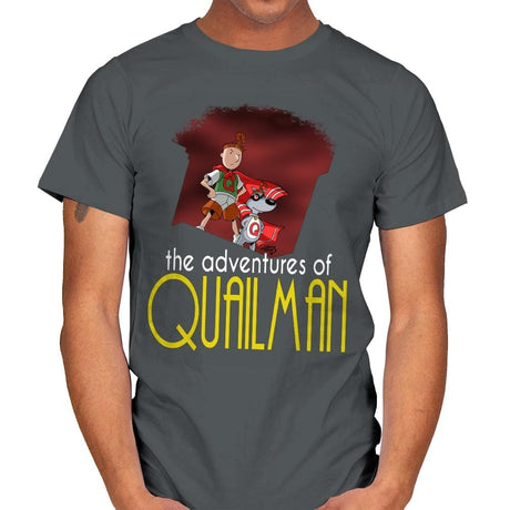 Adventures of Quailman - Anytime - Mens T-Shirts RIPT Apparel Small / Charcoal