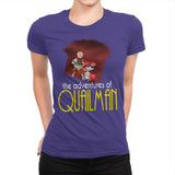 Adventures of Quailman - Anytime - Womens Premium T-Shirts RIPT Apparel Small / Purple Rush