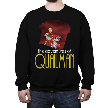 Adventures of Quailman - Crew Neck Sweatshirt Crew Neck Sweatshirt RIPT Apparel Small / Black