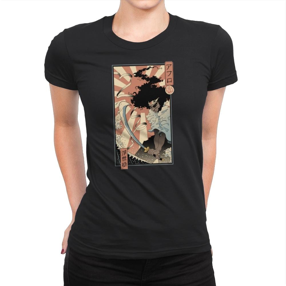 Afro Ukiyo-e - Womens Premium T-Shirts RIPT Apparel Small / Black