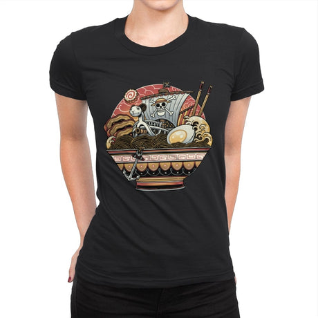 Ahoy, Noodle Pirates! - Womens Premium T-Shirts RIPT Apparel Small / Black