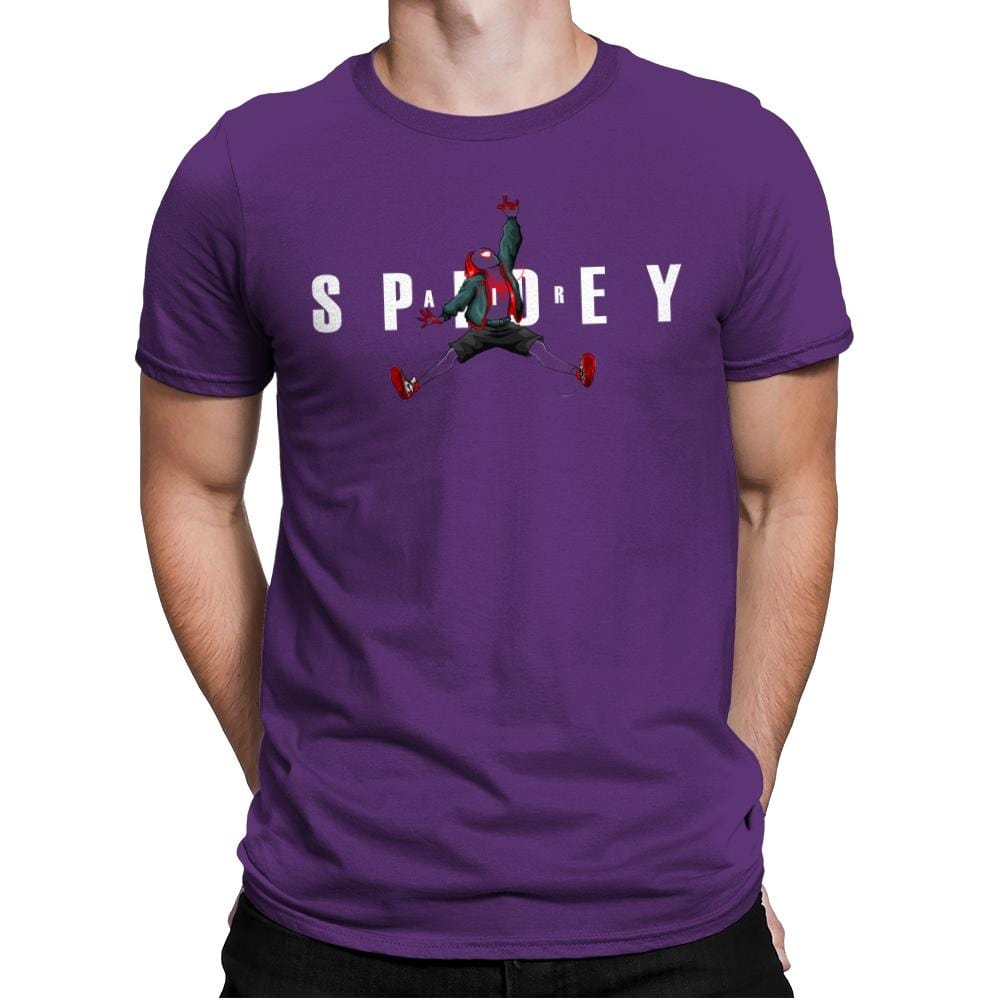 Air Spidey - Anytime - Mens Premium T-Shirts RIPT Apparel Small / Purple Rush