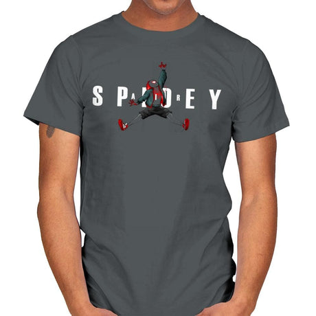 Air Spidey - Anytime - Mens T-Shirts RIPT Apparel Small / Charcoal
