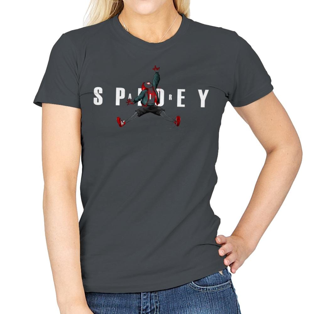 Air Spidey - Anytime - Womens T-Shirts RIPT Apparel Small / Charcoal