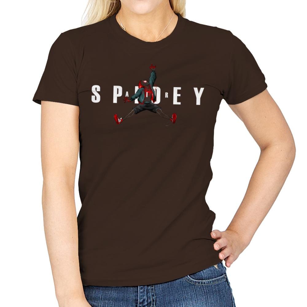 Air Spidey - Anytime - Womens T-Shirts RIPT Apparel Small / Dark Chocolate