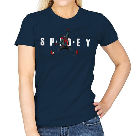 Air Spidey - Anytime - Womens T-Shirts RIPT Apparel Small / Navy