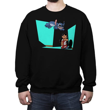 Alien and Girl - Crew Neck Sweatshirt Crew Neck Sweatshirt RIPT Apparel Small / Black