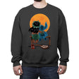 Alien and Girl Gazing at the Moon - Crew Neck Sweatshirt Crew Neck Sweatshirt RIPT Apparel Small / Charcoal