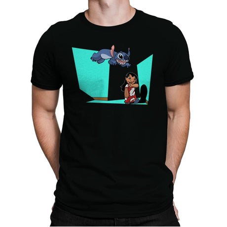 Alien and Girl - Mens Premium T-Shirts RIPT Apparel Small / Black