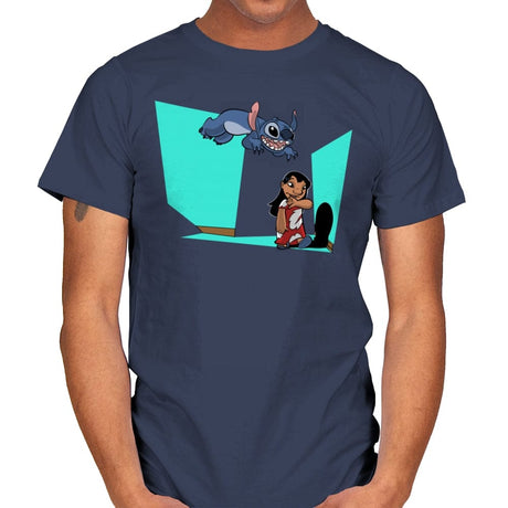 Alien and Girl - Mens T-Shirts RIPT Apparel Small / Navy