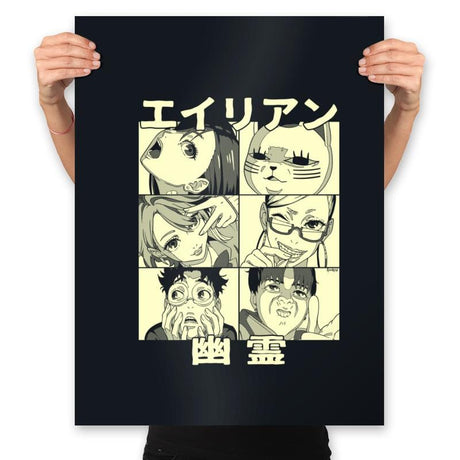 Aliens Ghosts - Prints Posters RIPT Apparel 18x24 / Black