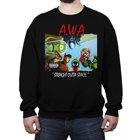 Aliens With Attitude - Crew Neck Sweatshirt Crew Neck Sweatshirt RIPT Apparel Small / Black