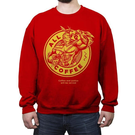 All Might Coffee - Crew Neck Sweatshirt Crew Neck Sweatshirt RIPT Apparel Small / Red