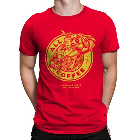 All Might Coffee - Mens Premium T-Shirts RIPT Apparel Small / Red
