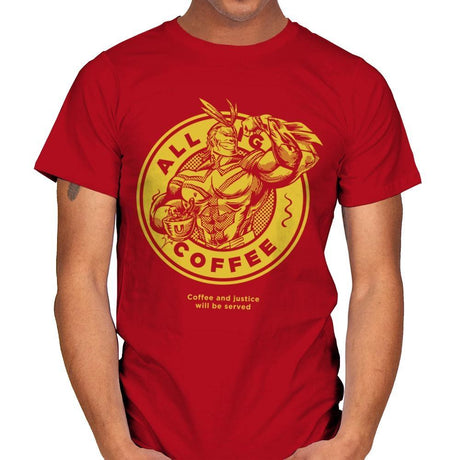 All Might Coffee - Mens T-Shirts RIPT Apparel Small / Red