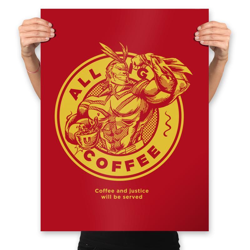 All Might Coffee - Prints Posters RIPT Apparel 18x24 / Red