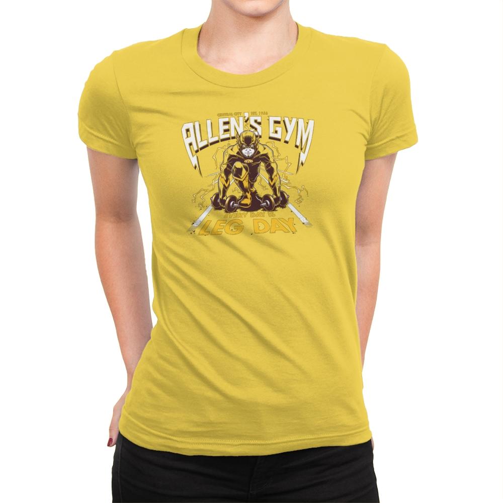 Allen's Gym Exclusive - Womens Premium T-Shirts RIPT Apparel Small / Vibrant Yellow