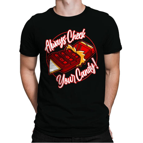 Always Check Your Candy - Mens Premium T-Shirts RIPT Apparel Small / Black